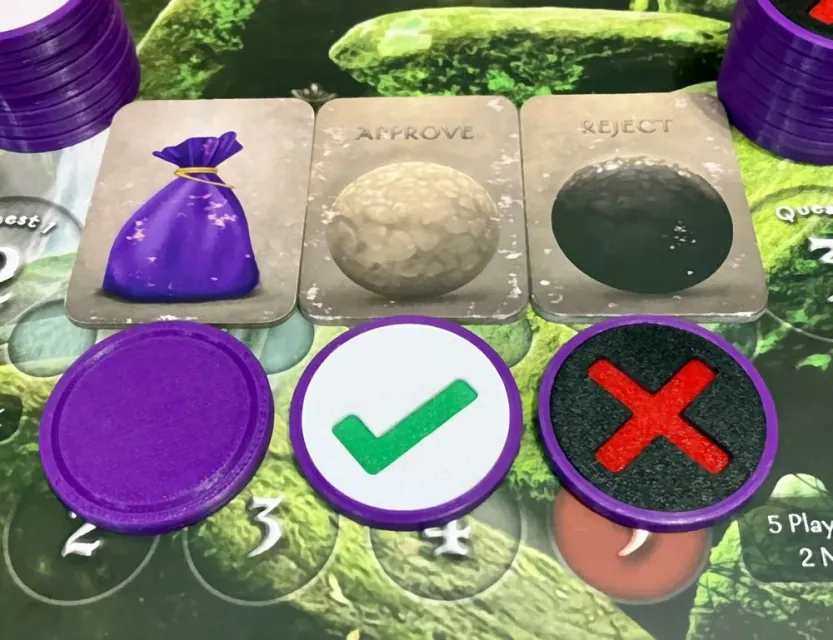 Game tokens grouped by type, each detail visible.