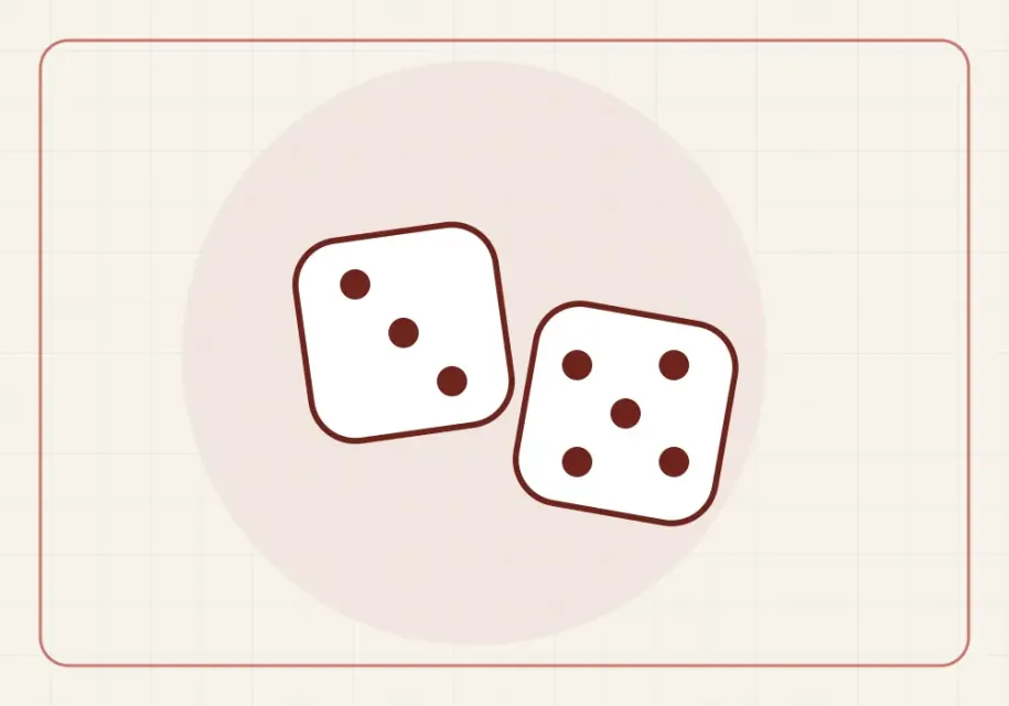 Dice in the foreground with the relevant face showing.