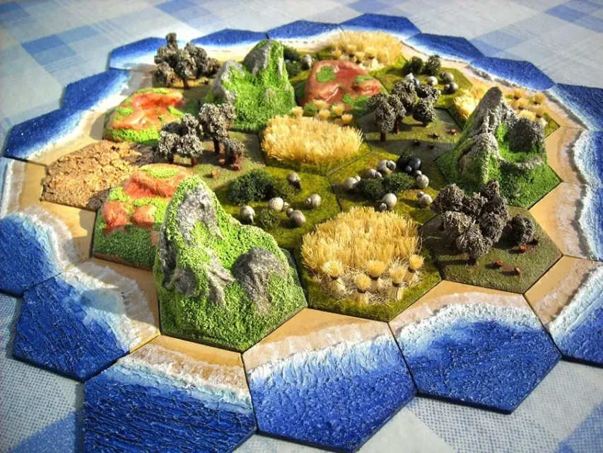 Game pieces laid out on the table.