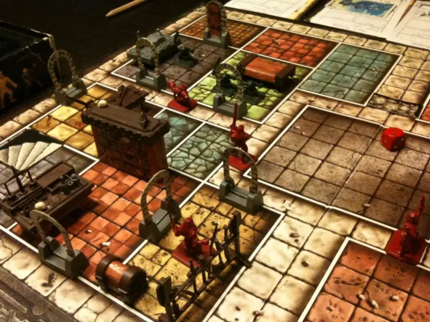 Top-down view of the table at the setup point the step describes.